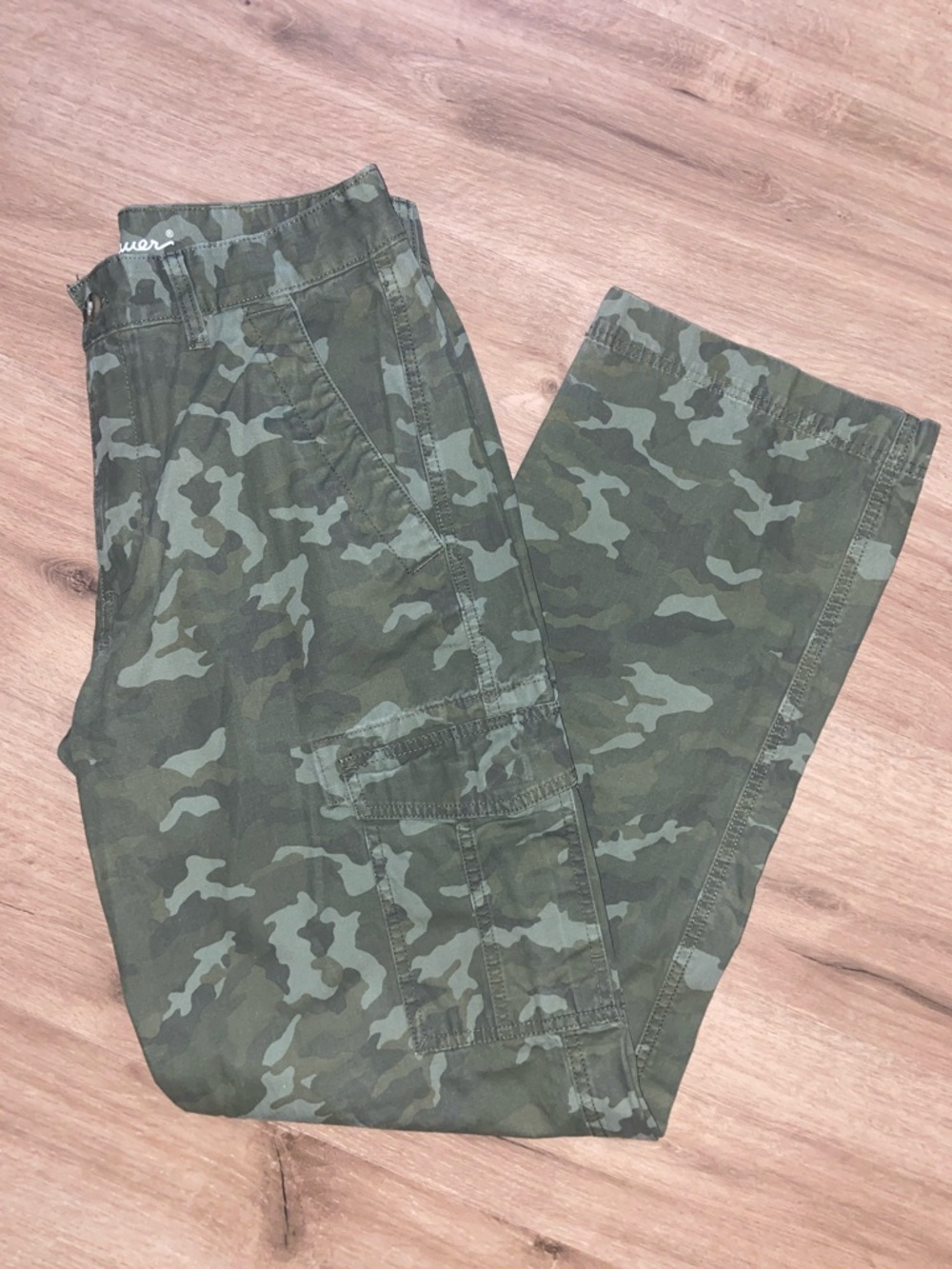 Y2K Style Gorpcore Men's Camo Cargo Pant Eddie Bauer Legend Washed Cotton 32x34